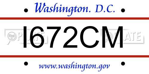 I672CM District Of Columbia License Plate