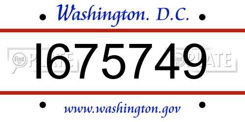I675749 District Of Columbia License Plate