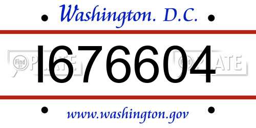 I676604 District Of Columbia License Plate