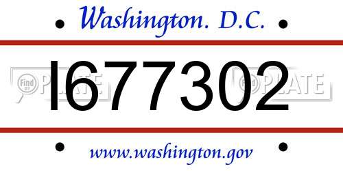 I677302 District Of Columbia License Plate