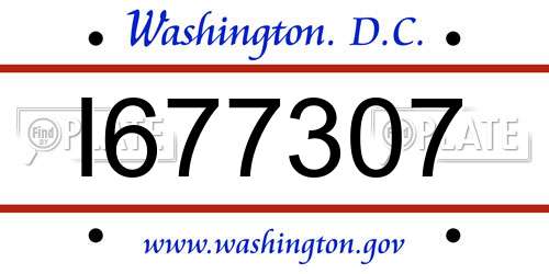 I677307 District Of Columbia License Plate