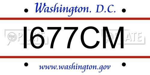 I677CM District Of Columbia License Plate