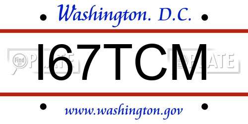 I67TCM District Of Columbia License Plate