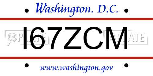 I67ZCM District Of Columbia License Plate