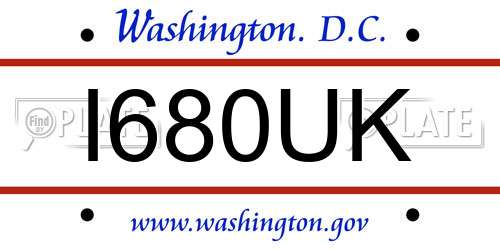 I680UK District Of Columbia License Plate