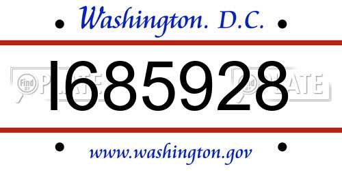 I685928 District Of Columbia License Plate