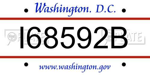 I68592B District Of Columbia License Plate
