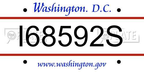 I68592S District Of Columbia License Plate
