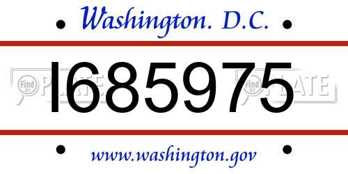 I685975 District Of Columbia License Plate