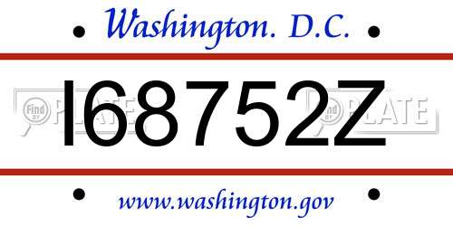 I68752Z District Of Columbia License Plate