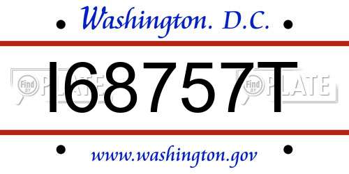 I68757T District Of Columbia License Plate