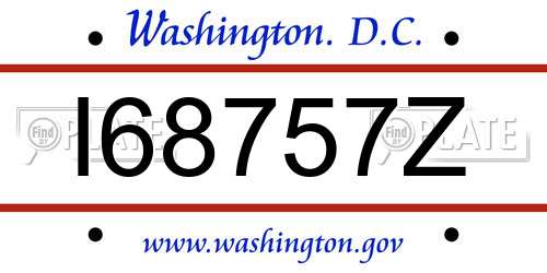 I68757Z District Of Columbia License Plate
