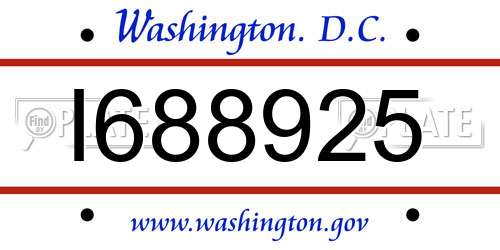 I688925 District Of Columbia License Plate