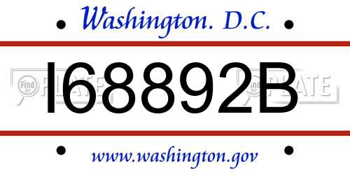 I68892B District Of Columbia License Plate
