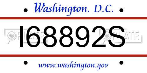 I68892S District Of Columbia License Plate