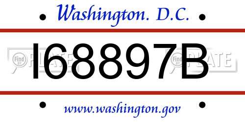 I68897B District Of Columbia License Plate