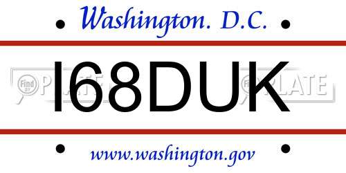 I68DUK District Of Columbia License Plate