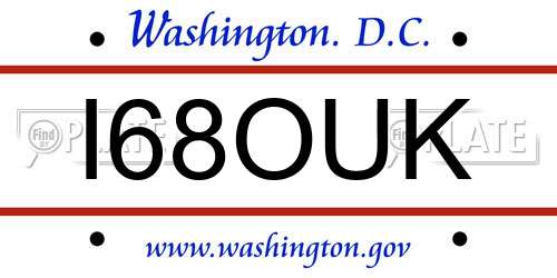 I68OUK District Of Columbia License Plate