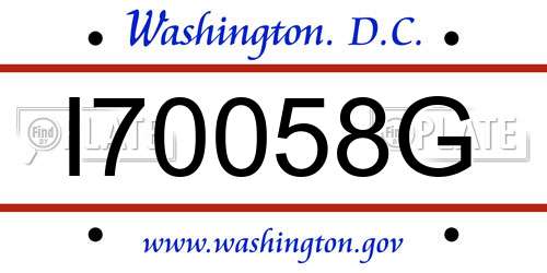 I70058G District Of Columbia License Plate