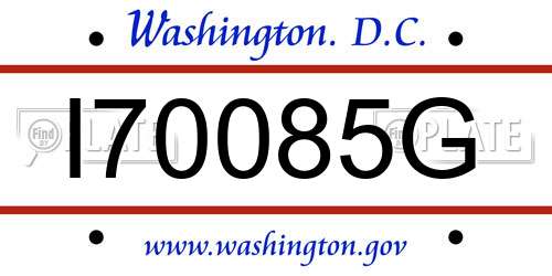 I70085G District Of Columbia License Plate