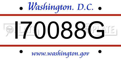 I70088G District Of Columbia License Plate