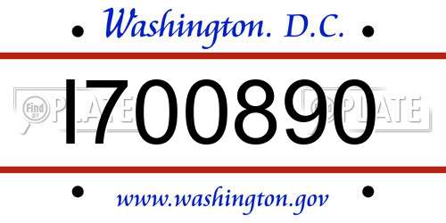 I700890 District Of Columbia License Plate