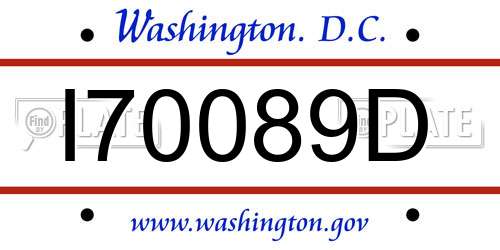 I70089D District Of Columbia License Plate