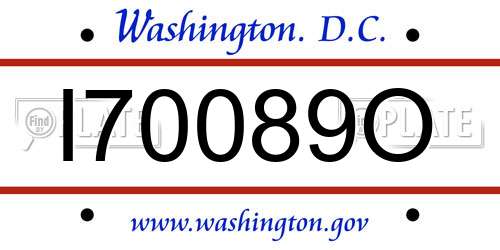 I70089O District Of Columbia License Plate