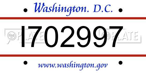 I702997 District Of Columbia License Plate