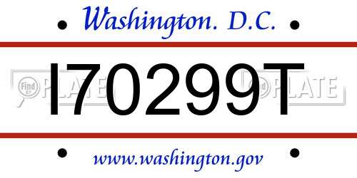 I70299T District Of Columbia License Plate