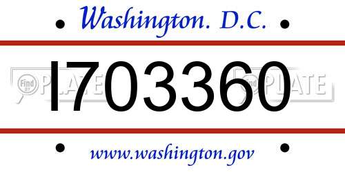 I703360 District Of Columbia License Plate