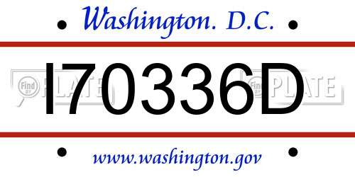 I70336D District Of Columbia License Plate