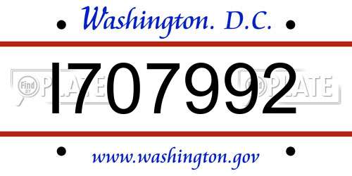 I707992 District Of Columbia License Plate
