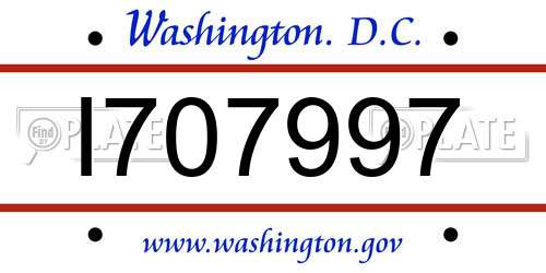 I707997 District Of Columbia License Plate