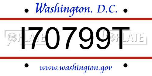I70799T District Of Columbia License Plate