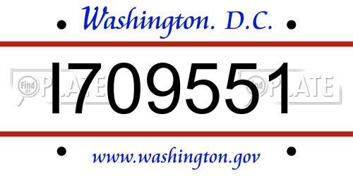 I709551 District Of Columbia License Plate