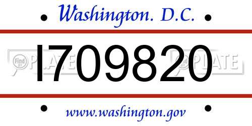 I709820 District Of Columbia License Plate