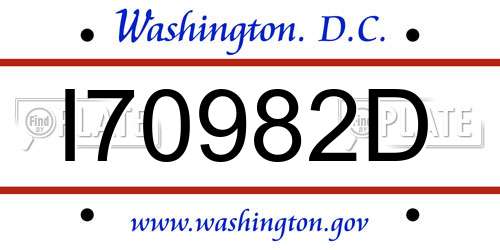 I70982D District Of Columbia License Plate