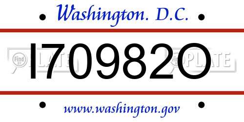 I70982O District Of Columbia License Plate