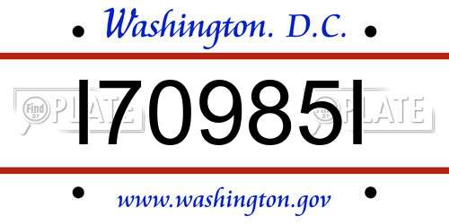 I70985I District Of Columbia License Plate