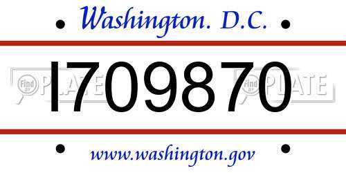 I709870 District Of Columbia License Plate