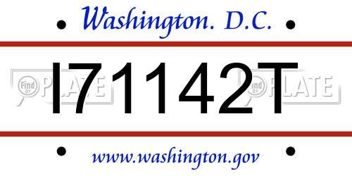I71142T District Of Columbia License Plate