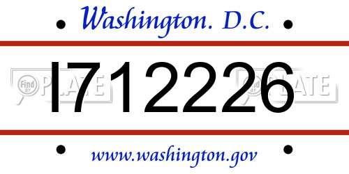 I712226 District Of Columbia License Plate