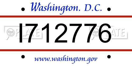 I712776 District Of Columbia License Plate