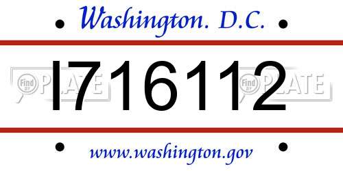 I716112 District Of Columbia License Plate