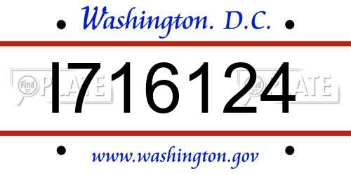 I716124 District Of Columbia License Plate