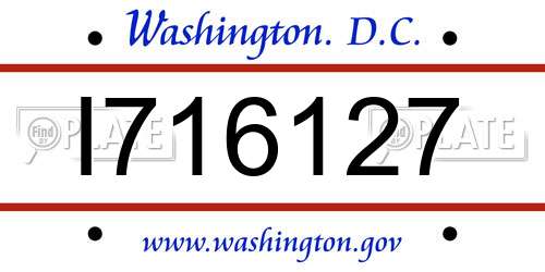 I716127 District Of Columbia License Plate