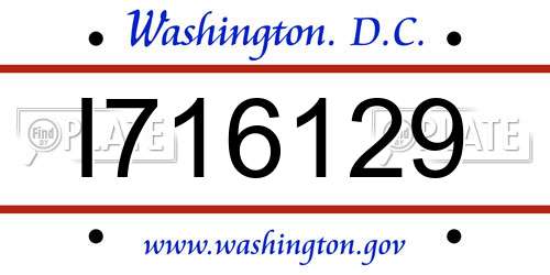 I716129 District Of Columbia License Plate