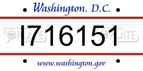 I716151 District Of Columbia License Plate