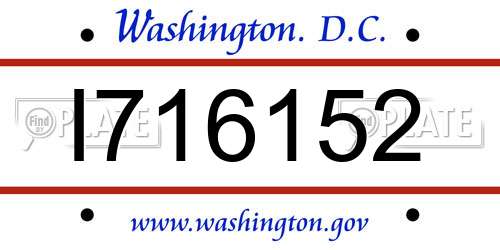 I716152 District Of Columbia License Plate